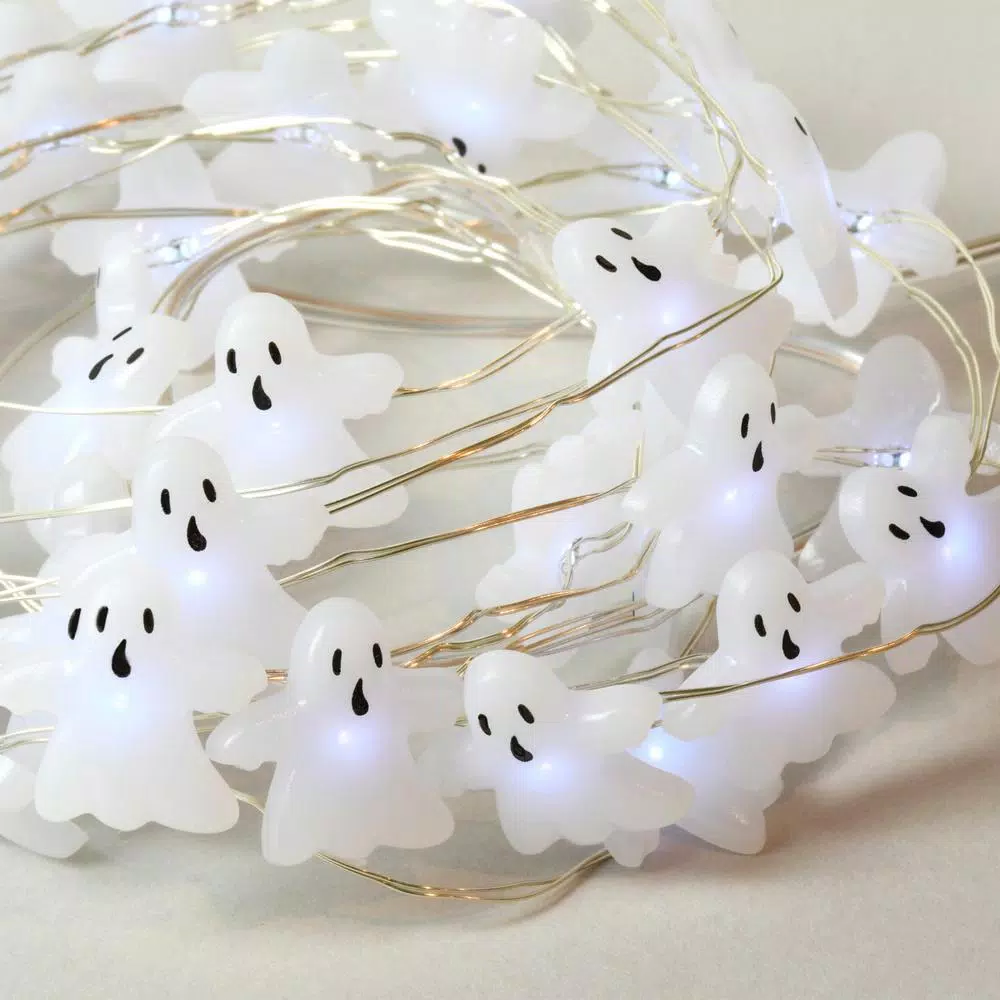 LUMABASE 8 ft. 40-Light Battery Operated LED Ghost String Lights, Waterproof Submersible Set of 2