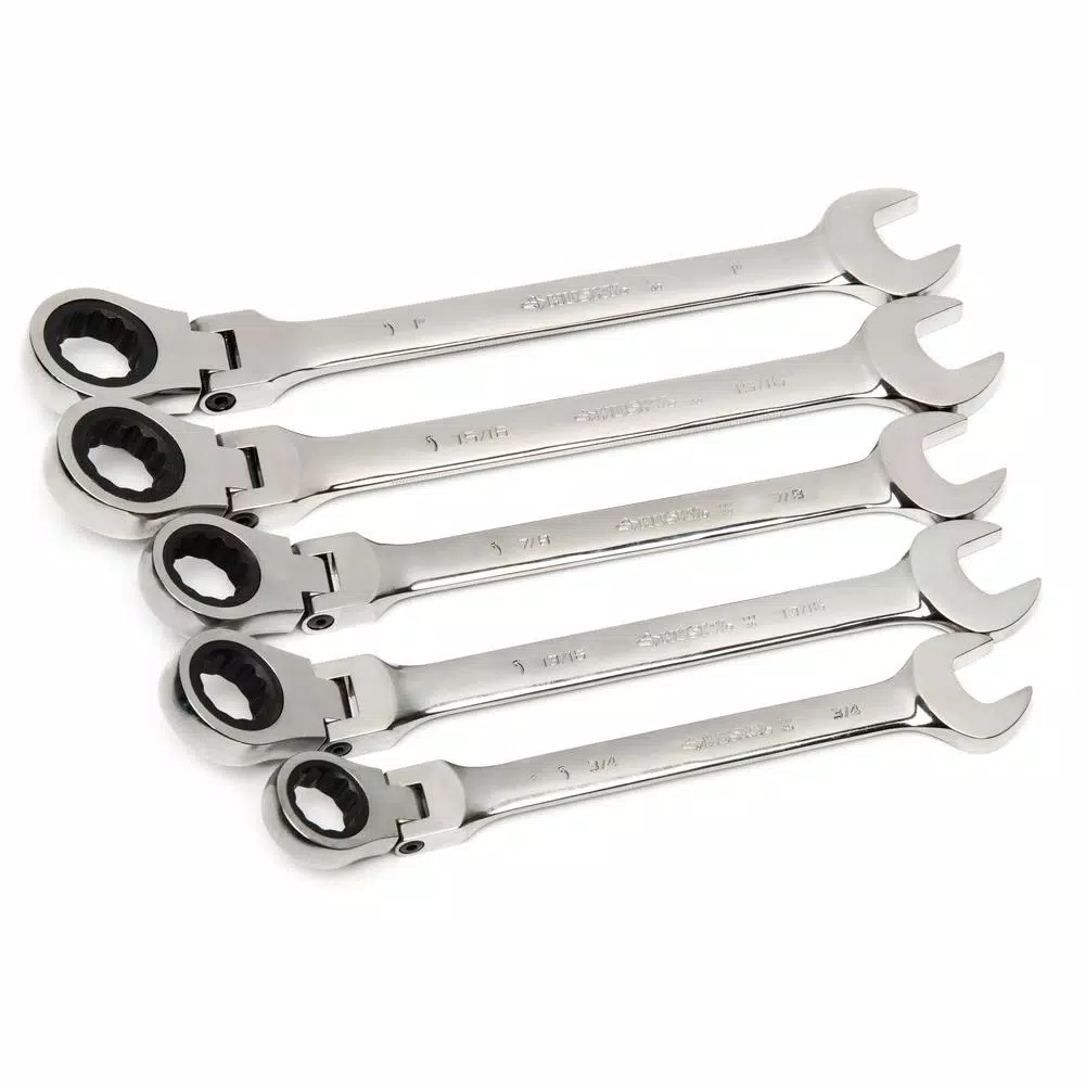 Husky 5-Piece Large SAE Flex Head Ratcheting Wrench Set