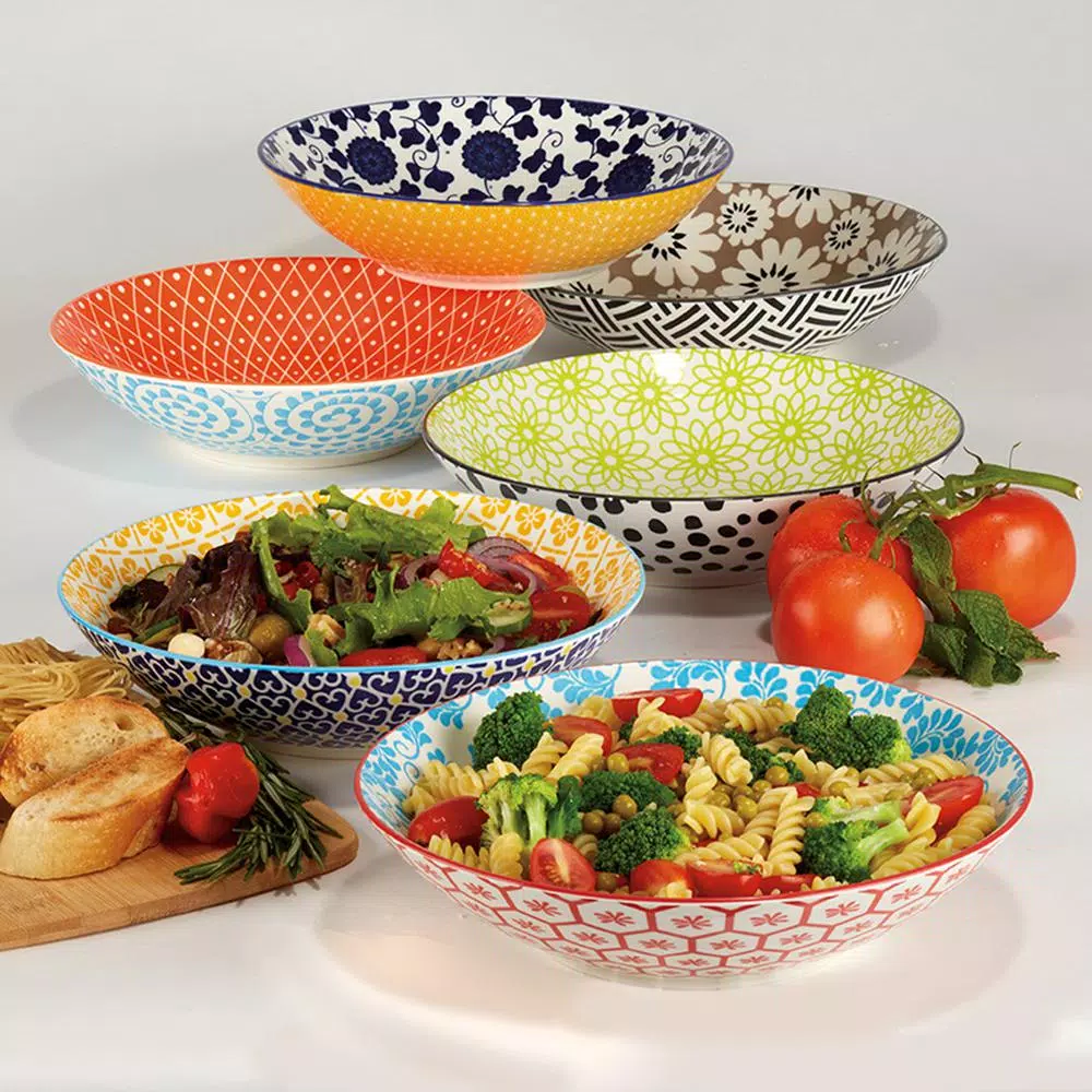 Certified International Chelsea Multicolored Porcelain 9 in. 32 oz. Dinner Bowls, Set of 6