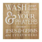 Stratton Home Decor Stratton Home Wash Your Hands, Say Your Prayers Wood Wall Art Sign thumbnail 1