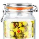 Unbranded X-Large 47 oz. Glass Pickling Jar with Steel Bail Lid and Orange Rubber Gasket thumbnail 3