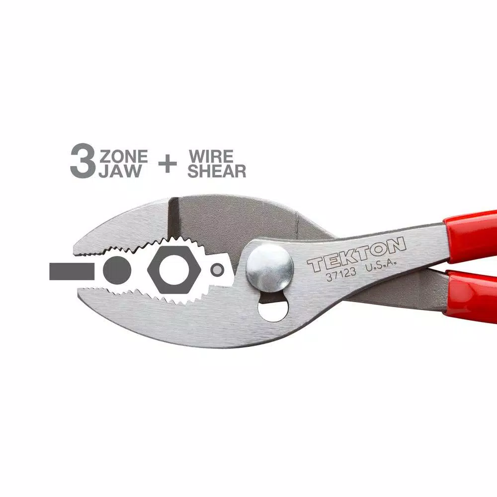 TEKTON 8 in. Slip Joint Pliers with Universal 3-Zone Jaws and Wire Cutter