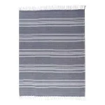 Unbranded MHF Home Blue and White Striped Cotton Blend Throw Blanket, 50 x 60 in. thumbnail 3