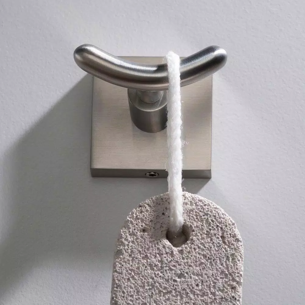 KRAUS Ventus Double Hook Bathroom Robe and Towel Hook, Brushed Nickel