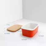 Sweese Large Porcelain Butter Dish with Beech Wood Lid, Orange thumbnail 2