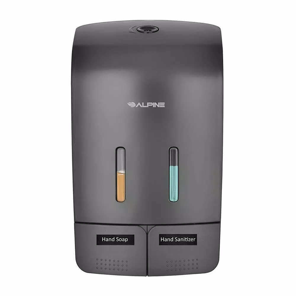 Alpine Industries Dual Soap and Hand Sanitizer Dispenser, 1100 ml, Gray