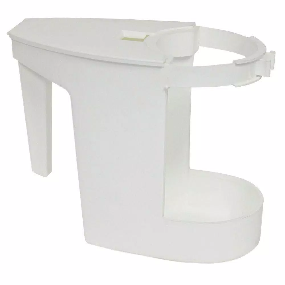 Genuine Joe White Toilet Bowl Mop Caddy with Hinged Lid and Carrying Handle