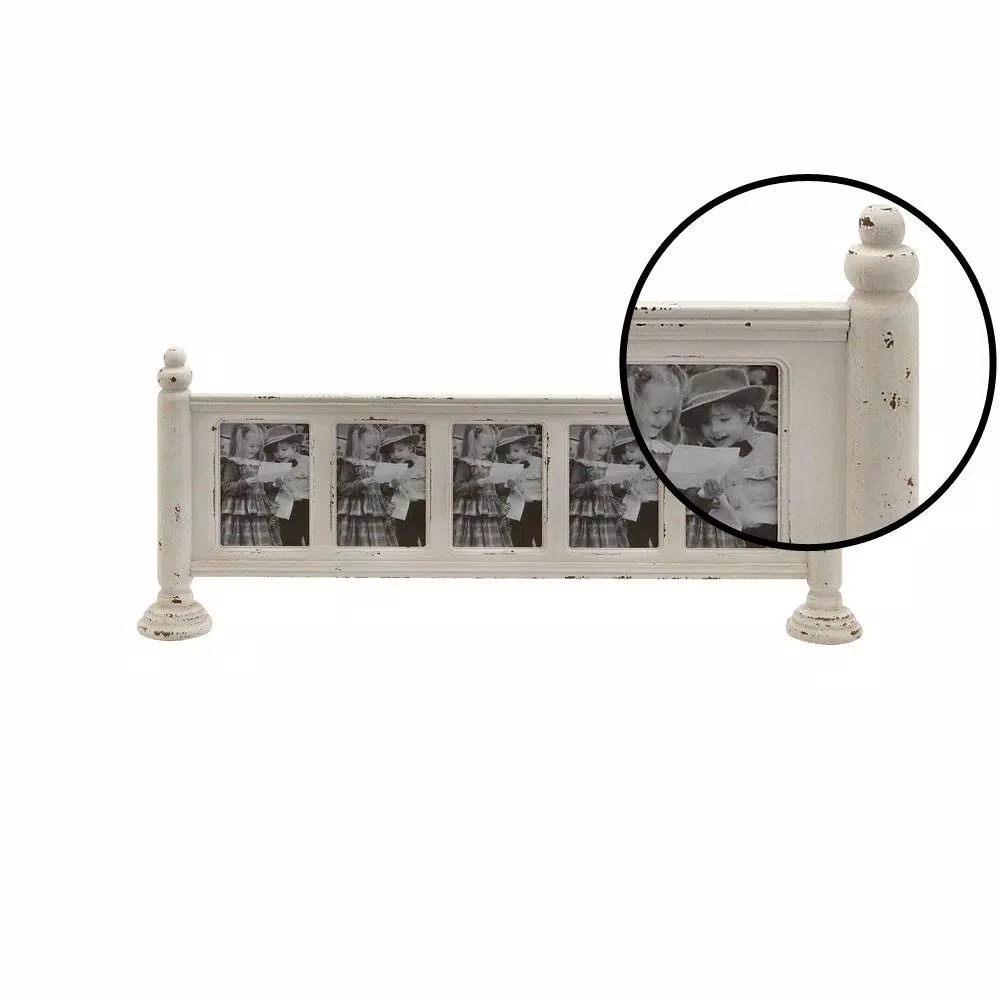 LITTON LANE 5-Opening Farmhouse Standing Picture Frame, Chipped White Wood Finish, 5 x 7 in.
