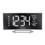 La Crosse Technology Curved Mirror LED Digital Alarm Clock with Temperature, Humidity, and USB Charging Port thumbnail 1