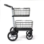 Unbranded Scout Folding Aluminum Cleaning Cart with Removable Baskets and Swivel Wheels thumbnail 2