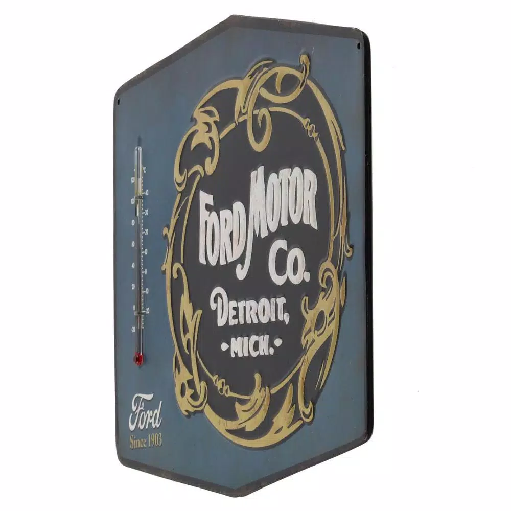 Ford Motor Co. Die-Cut Embossed Tin Thermometer Decorative Metal Sign