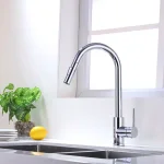Vanity Art Chrome Single-Handle Pull-Down Kitchen Faucet with 360° Swivel Spout thumbnail 2