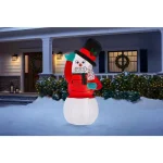 Home Accents Holiday 6 ft. Animated Airblown Inflatable Shivering Snowman with Ugly Sweater and Ice Cream thumbnail 2
