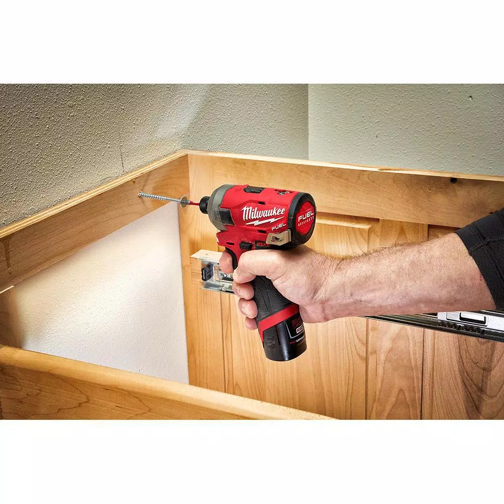 Milwaukee M12 FUEL 12V Brushless Stubby 3/8 in. Impact Wrench & 1/4 in. Hex Hydraulic Impact Driver Combo Kit