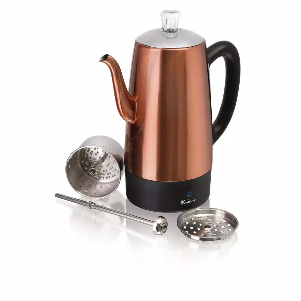 Euro Cuisine 12-Cup Copper Electric Percolator, Stainless Steel Coffee Maker
