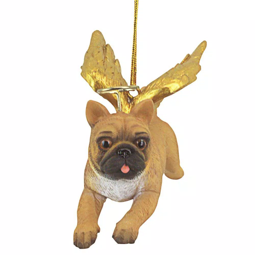 Design Toscano Pug Dog Angel Christmas Ornament, Hand-Painted Resin