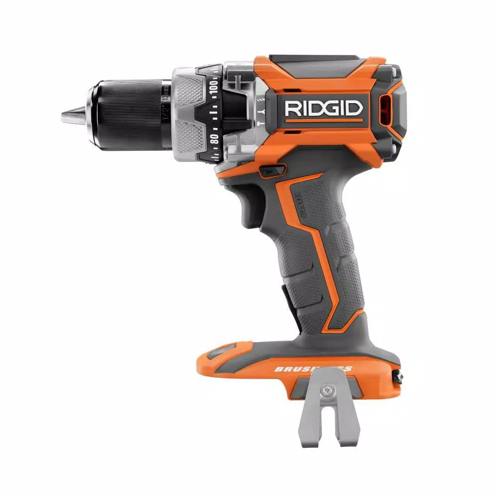 RIDGID 18V Brushless 1/2 in. Compact Hammer Drill Kit with (2) 2.0 Ah Batteries, Charger, and Bag
