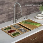 KRAUS Workstation Kitchen Sink Accessory Set with Bamboo Serving Board and 5 Stainless Steel Prep Bowls thumbnail 5