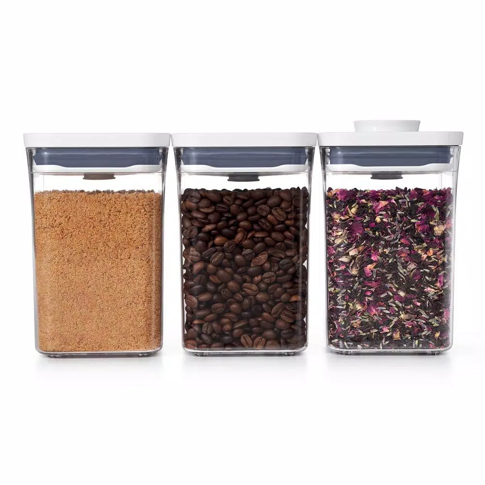 OXO Good Grips 3-Piece POP Container Set, 1.1 Qt Small Square Airtight Food Storage