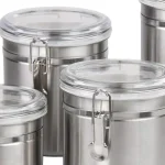 Home Basics Stainless Steel 4-Piece Canister Set with Airtight Translucent Lids thumbnail 4