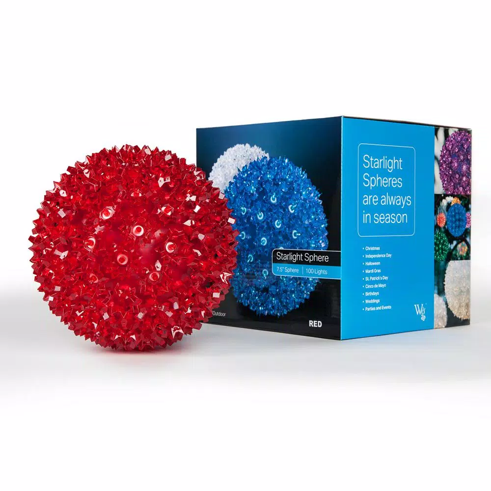 Wintergreen Lighting 7.5 in. Red LED Starlight Sphere with 120 Mini Lights