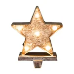 Glitzhome 7.5 in. Marquee LED Lighted Star Christmas Stocking Holder, Gold thumbnail 1