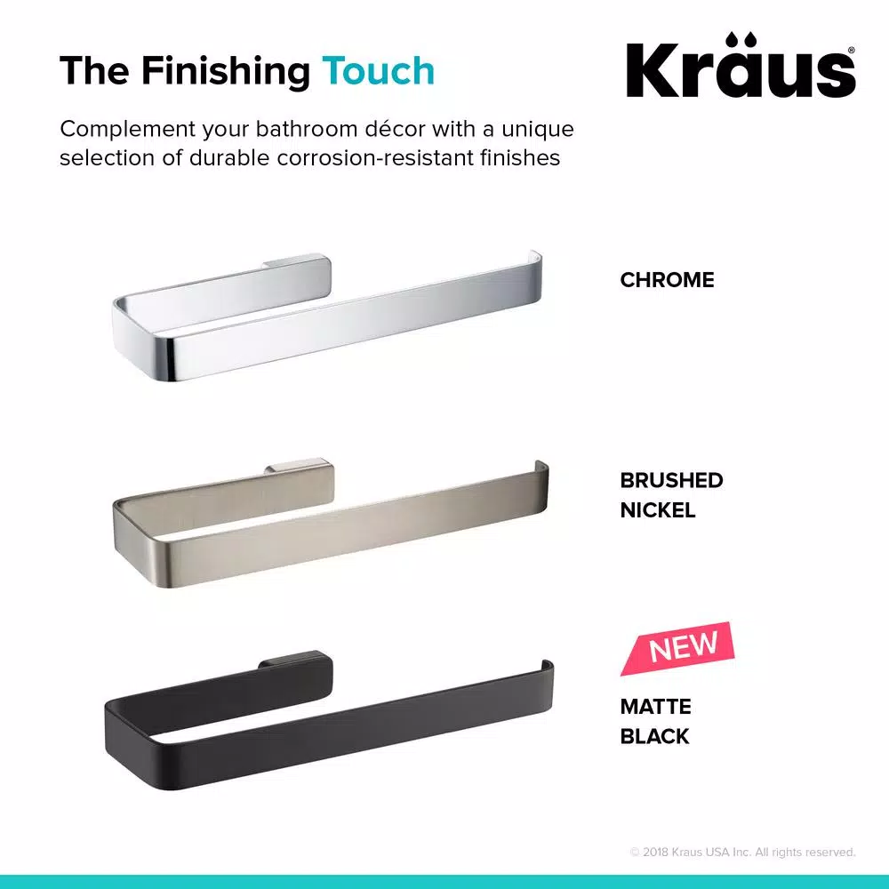 KRAUS Stelios Chrome Bathroom Towel Ring - Solid Brass Hand Towel Holder