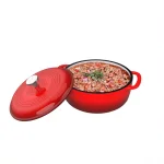 Classic Cuisine 6 Qt. Round Cast Iron Enamel Nonstick Casserole Dish with Lid, Red thumbnail 3