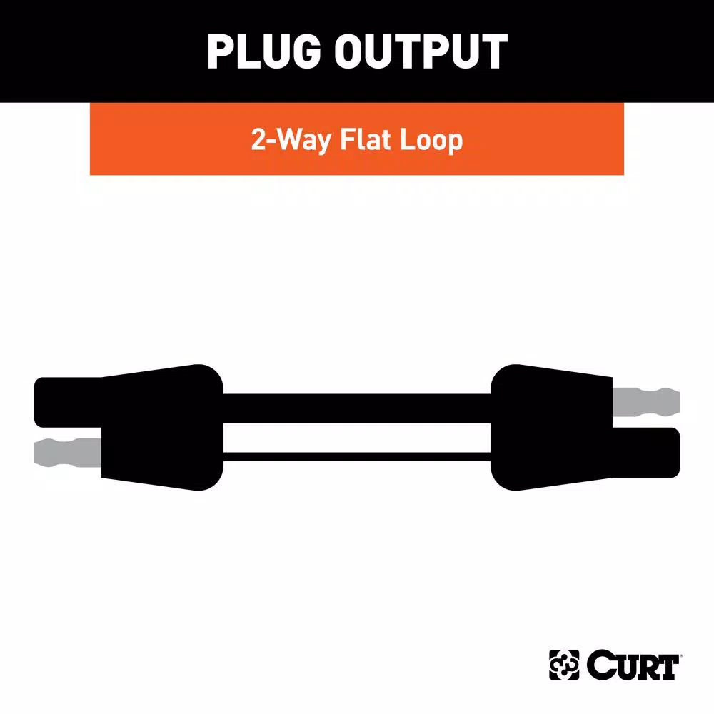 CURT 2-Way Flat Wiring Connector Kit with 12" Color-Coded Wires