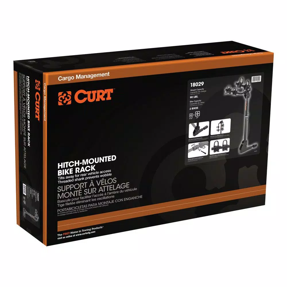 CURT 2-Bike Hitch Mounted Bike Rack with Adjustable Shank and Tilt-Down Design