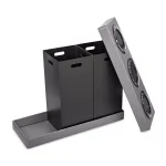 Alpine Industries 28 Gal. Black Corrugated Plastic 3-Compartment Indoor Trash and Recycling Bin thumbnail 4