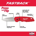 Milwaukee FASTBACK Stainless Steel Folding Utility Knife with 2.95 in. Blade thumbnail 2