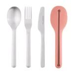 BergHOFF Leo 4-Piece Stainless Steel Travel Flatware Set with Silicone Holder - Pink thumbnail 1