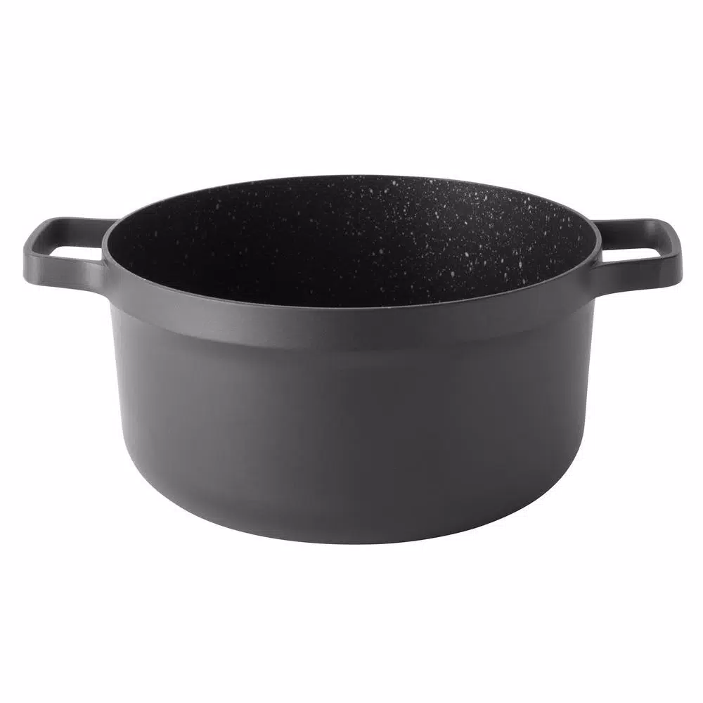 BergHOFF GEM 5.2 qt. Cast Aluminum Nonstick Stock Pot with Glass Lid, Black