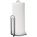 Home Basics Modern Double Wire Free Standing Paper Towel Holder, Black Steel thumbnail 2