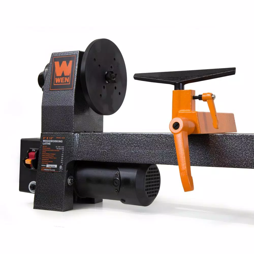 WEN 8 in. x 12 in. Variable Speed Midi Wood Lathe, 750-3200 RPM