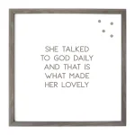 Petal Lane Home She Talked To God Daily Magnetic Memo Board, Warm Gray Vintage Frame thumbnail 1