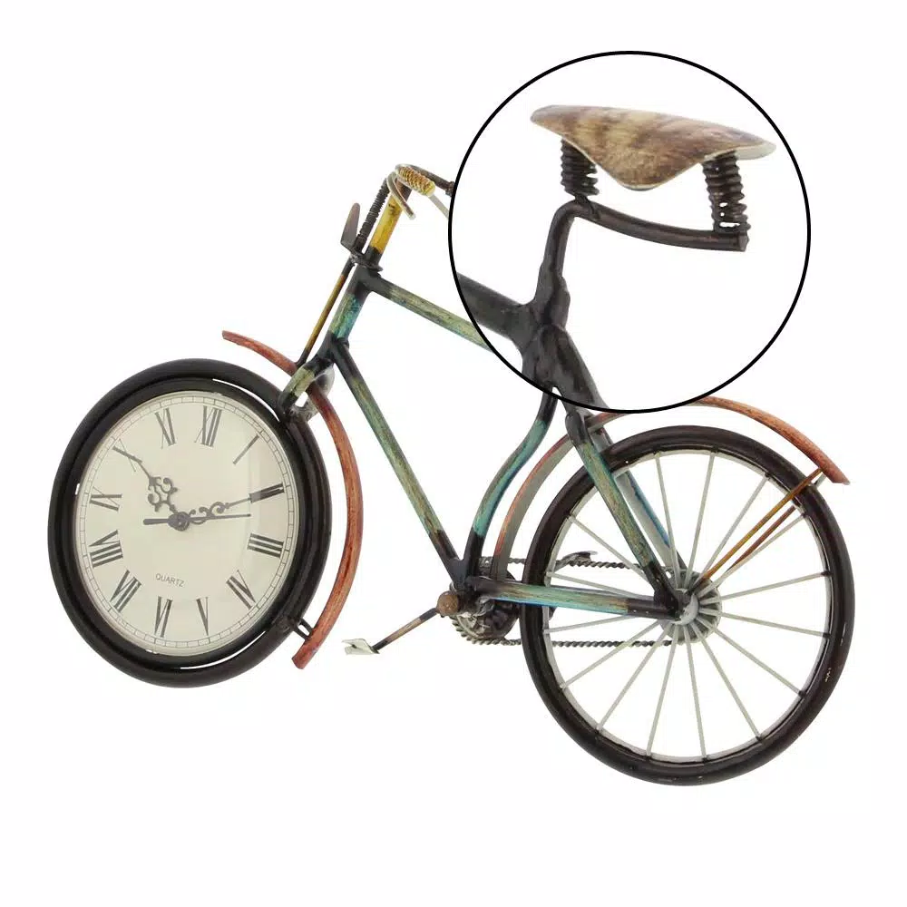 LITTON LANE 10 x 16 in. Vintage Rustic Iron Bicycle Frame Analog Clock