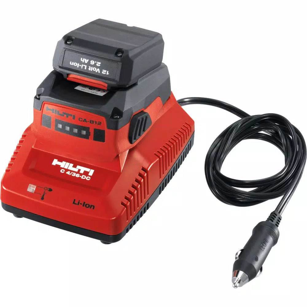 Hilti C4/36-DC Car Charger for 12V, 18V, 22V, and 36V Li-Ion Batteries