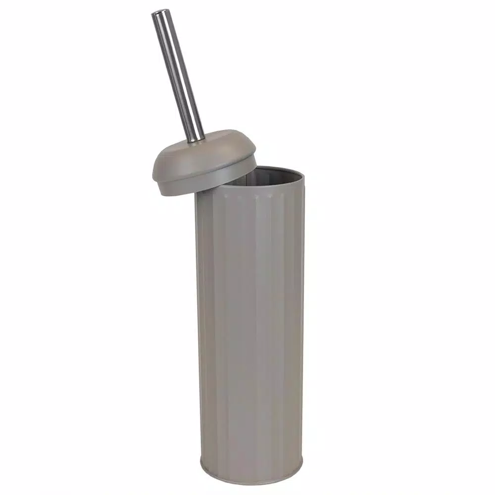 Unbranded Modern Stainless Steel Toilet Brush with Hygienic Splash-Proof Holder - Tan/Gray