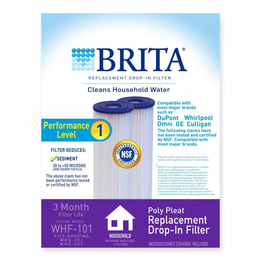 Brita Universal Poly Pleat Whole House Water Filter Cartridge, 10 in., 2-Pack