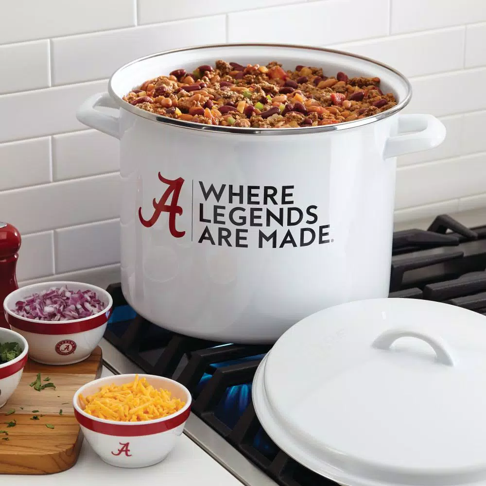 College Kitchen Collection University of Alabama Crimson Tide 12 Qt. Enamel-on-Steel Nonstick Stock Pot with Lid, Crimson