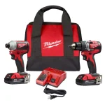 Milwaukee M18 18V Brushless Cordless Compact Drill and Impact Driver Combo Kit (2-Tool) with (2) 2.0Ah Batteries thumbnail 1