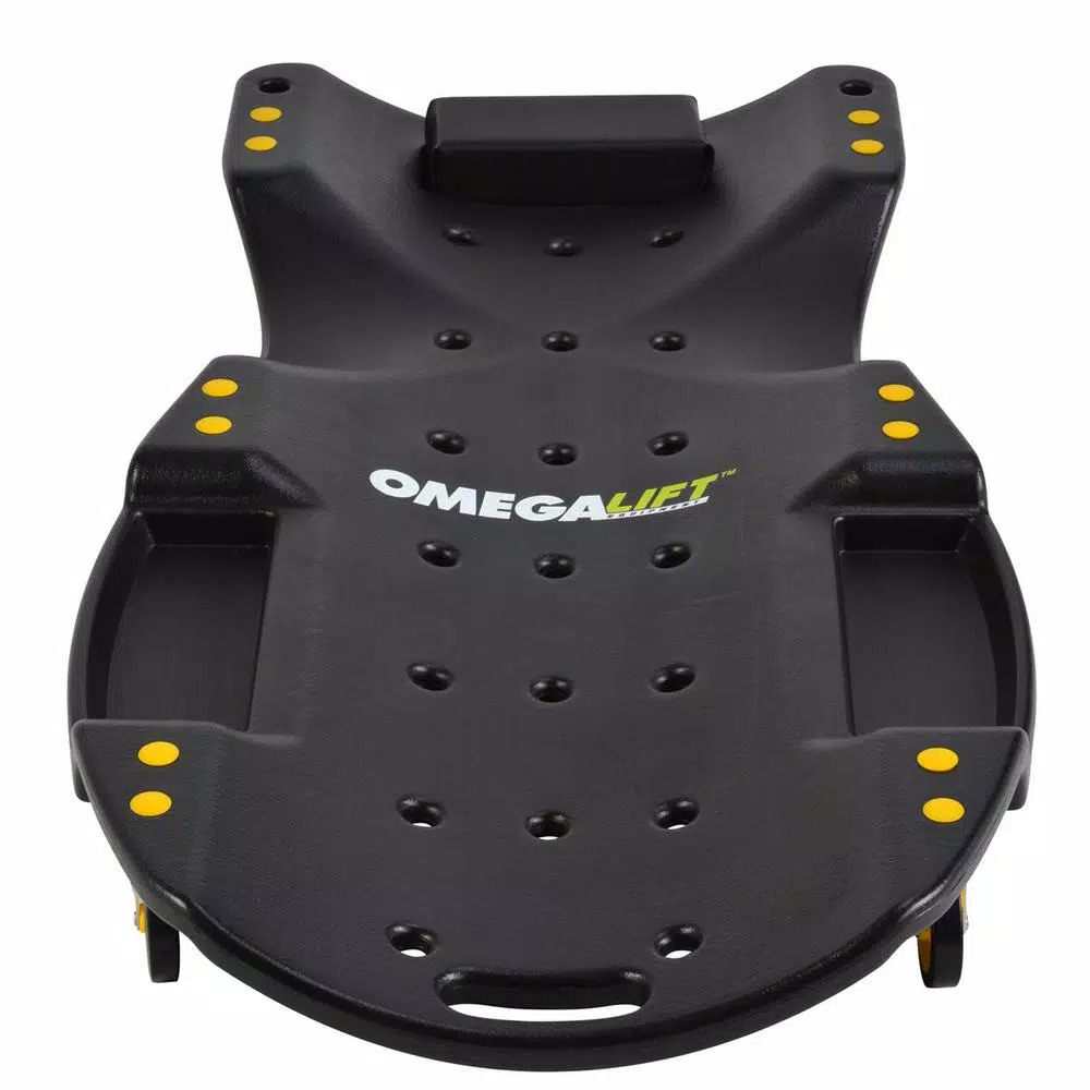 Omega Lift 48 in. HDPE Plastic Mechanic Creeper with Padded Headrest and Dual Tool Trays, 440 lb. Capacity