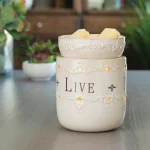 Candle Warmers Etc 8.8 in. Live, Laugh, Love Ivory Reactive Glazed Fragrance Warmer thumbnail 2