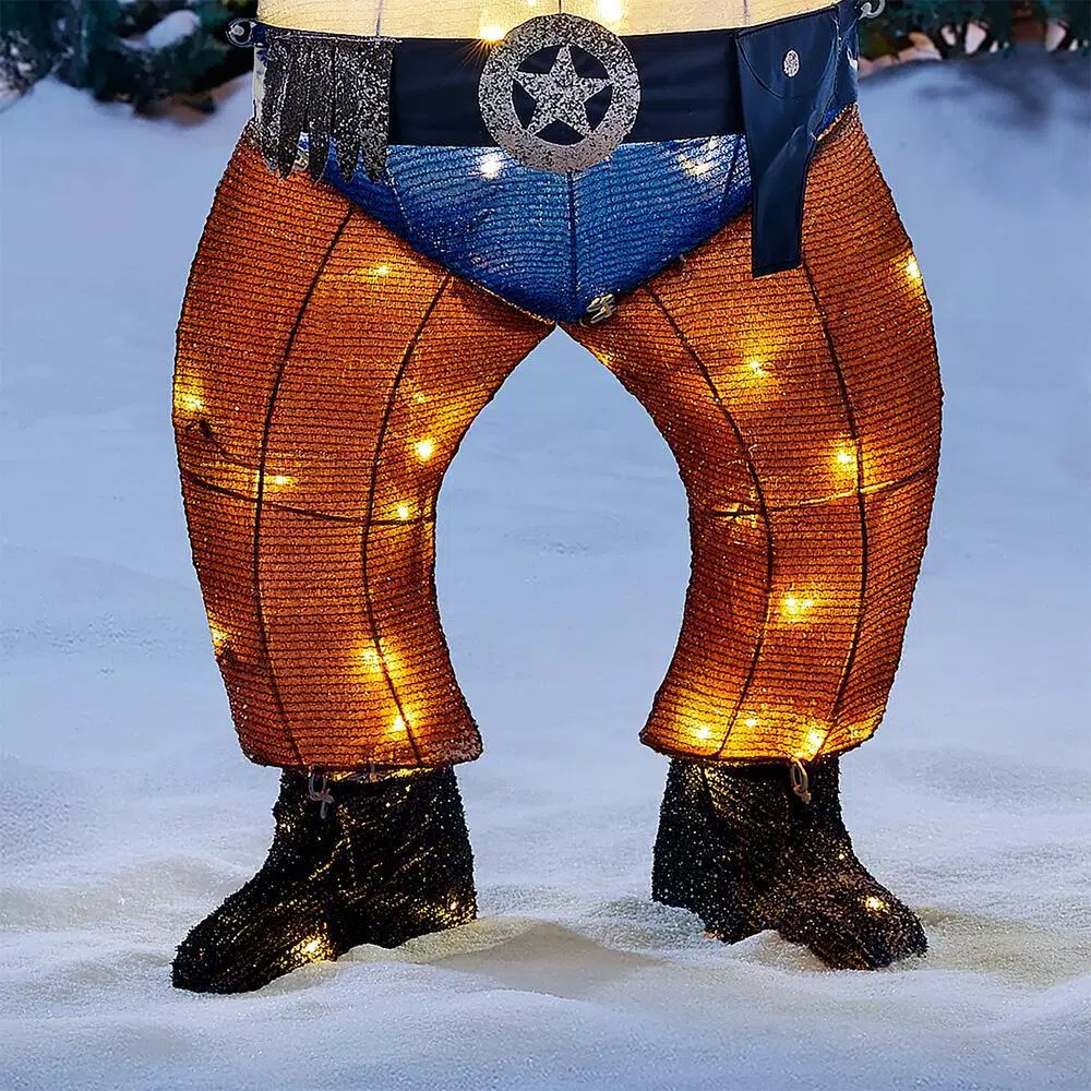 Home Accents Holiday 4 ft LED Cowboy Snowman Yard Decoration with 80 Warm White Lights