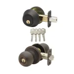Copper Creek Tuscan Bronze Contemporary Entry Door Knob and Single Cylinder Deadbolt Combo Pack thumbnail 1