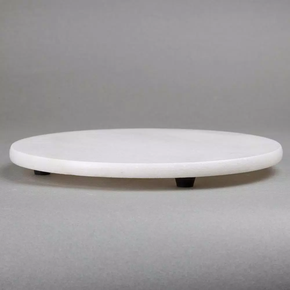 Creative Home Natural Marble Round Trivet and Cheese Serving Board, 8 in., Off-White