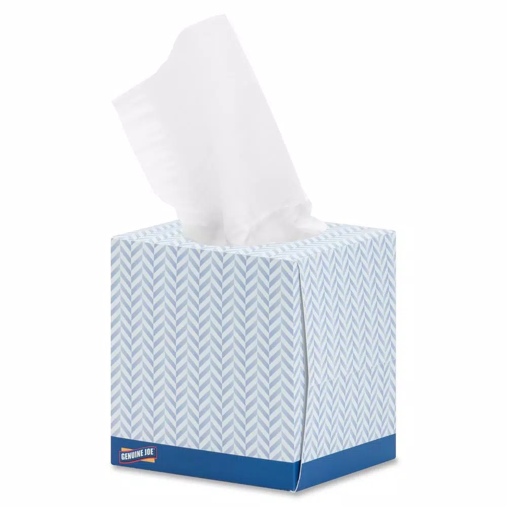 Genuine Joe Cube Box Facial Tissue 2-Ply, White (36 Boxes per Carton)