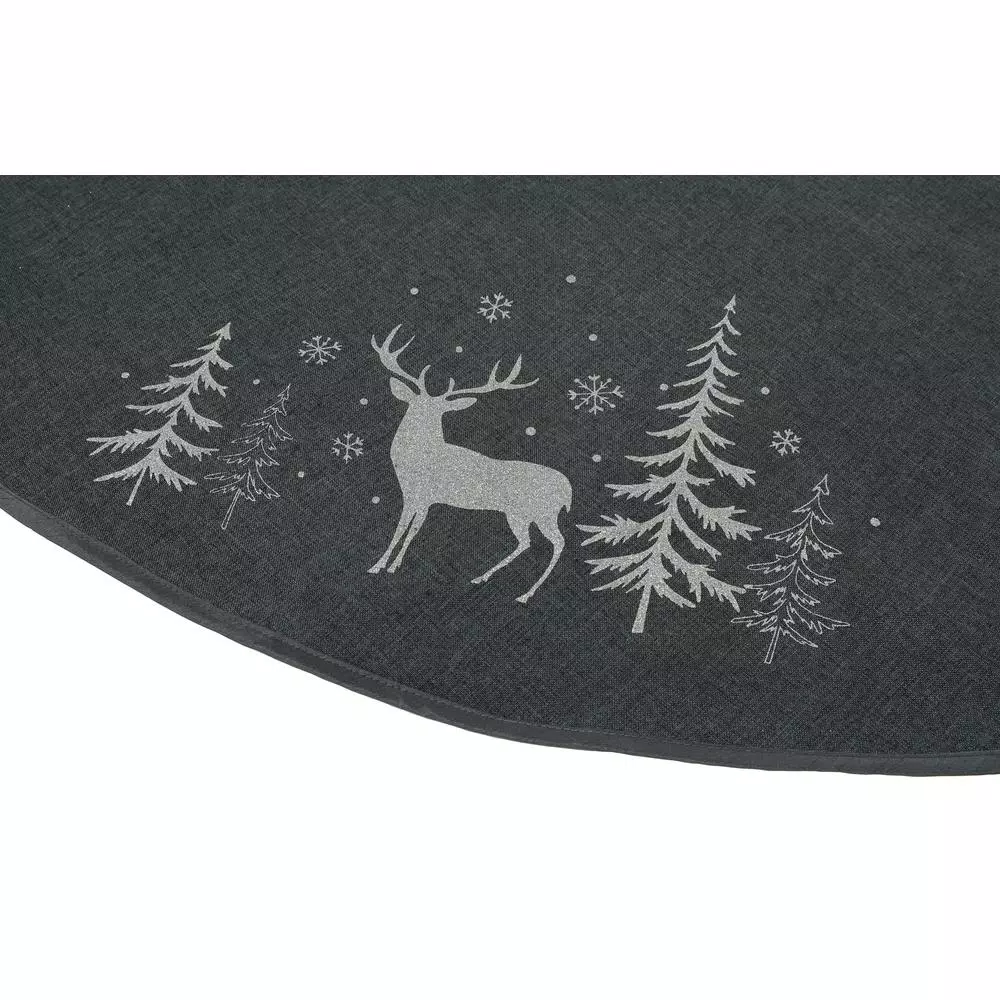 Xia Home Fashions 56 in. Deer in Snowing Forest Round Christmas Tree Skirt - Dark Gray